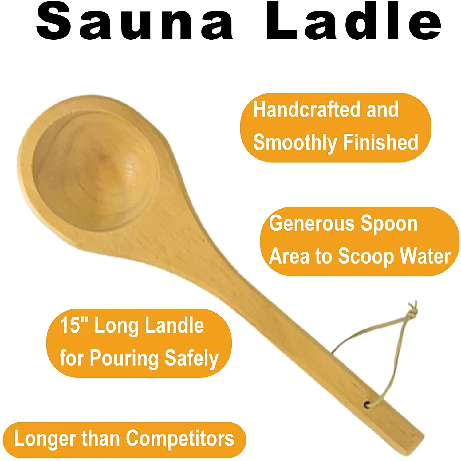 Handmade Sauna Bucket Ladle Set Premium White Hourglass Sand Timer Traditional Wooden Water Bucket with Plastic Liner for Sauna