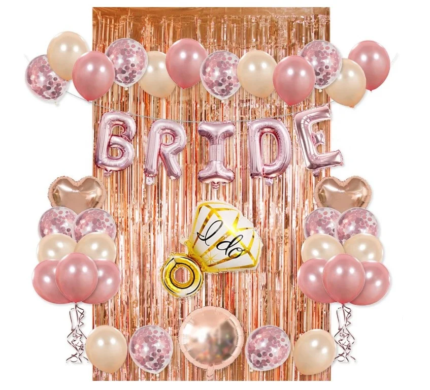 
High Quality Bride Balloon Banner Rose gold Champagne Bottle Balloon Bridal shower Balloon Kit Bachelorette Party Decorations 