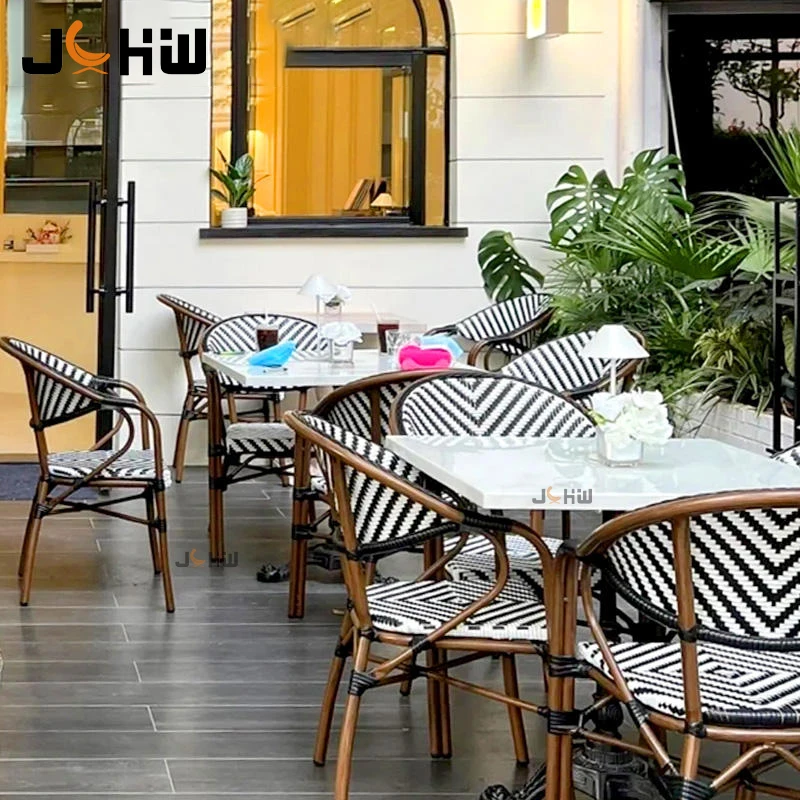 Hot Sales French Stacked Rattan Chairs Outdoor Garden Bistro Restaurant Dining Chair Manufacturer