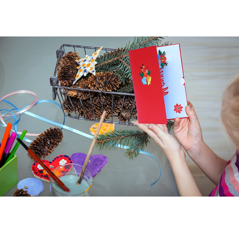 Creative Greetings  3D Pop Up Christmas Cards Greeting Card For Holiday  Gift With Envelope and Message Tag