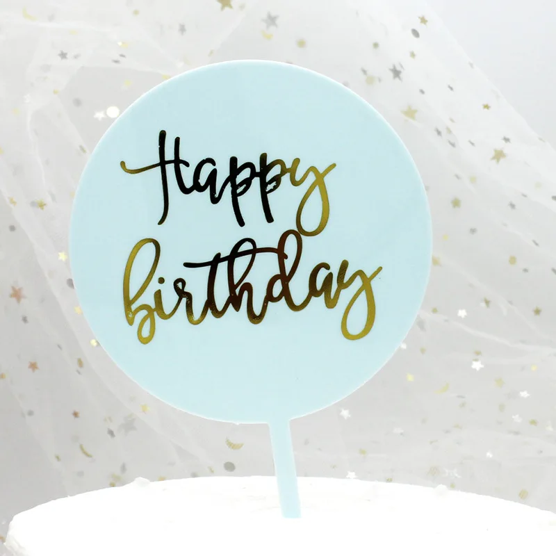 Лидер продаж, украшение для торта, товары для выпечки, акриловый розовый, синий, круглый Топпер для торта на день рождения