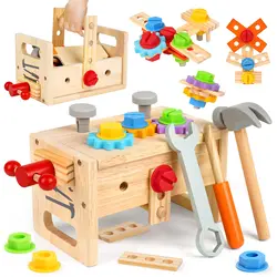 Kids Toys Car Disassembly Tool Suit For Early Education Intellectual Development Fine Motor Skills Portable Toolkit Kids Wooden