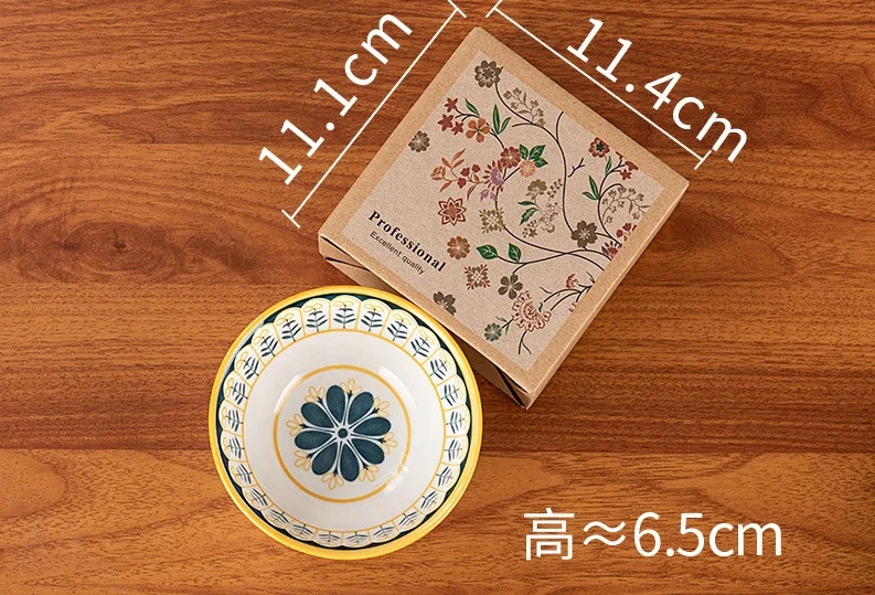 YCB-219 Japanese Ceramic Bowl 4.5inch Ceramic Bowls with Spoons Set Porcelain Rice Bowl Set For Gift OEM LOGO Tableware Set