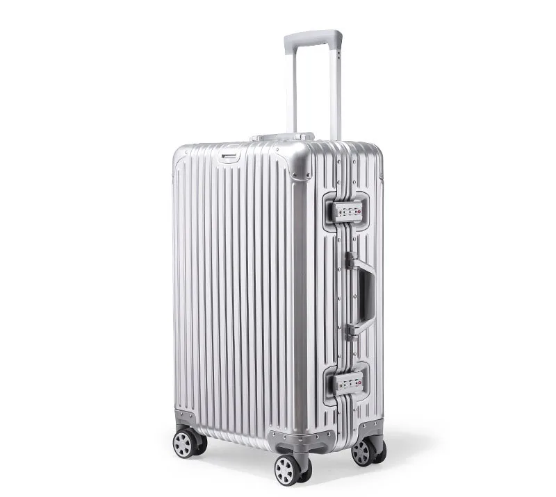 2024 New Design All Aluminum Carry On Luggage Fashion Cool Metal Hard Shell Spinner Custom Suitcase with TSA Locks