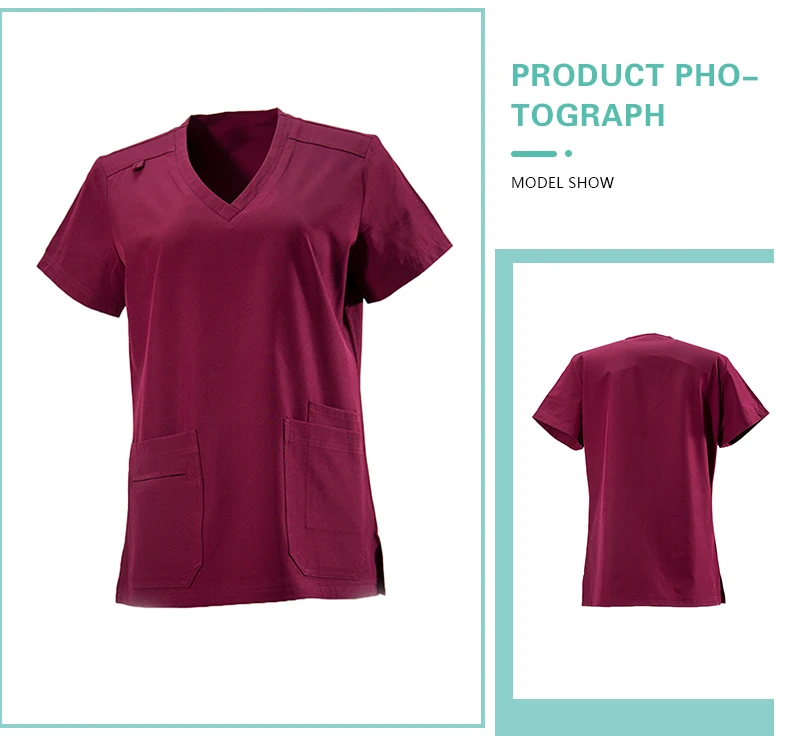 Hot Sale Custom V-Neck Short Sleeved Surgical Suit Polyester Nursing Scrubs Uniforms Sets for Hospitals Available in M L Sizes