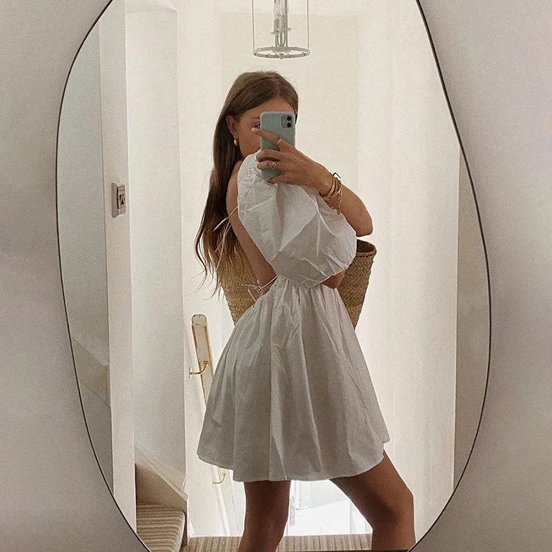 
Summer Princess Design Puff Sleeve Back Open Womens Wholesale Clothing Vintage White Dresses 2020 