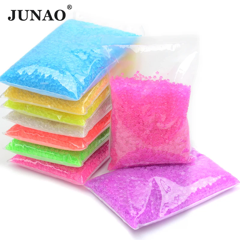 JUNAO Wholesale Packaging Glitter Star Resin Cabochon Glow In The Dark Purple Nail Art Decoration DIY Luminous Resin Rhinestones