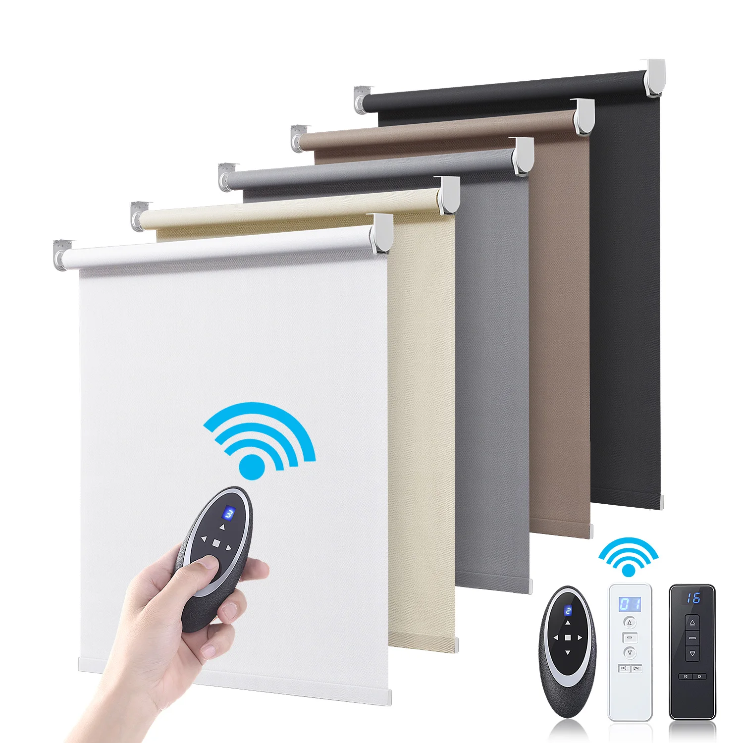 New Style Battery Power Blackout Roller Blind Fabric Ready Made Curtain Window For Bedroom Motorized Roller Shades