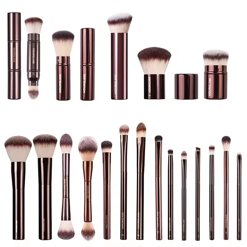 HCS High Quality Electroplating Cosmetiquera Pincel 19pcs Set Qualitative Brochas HG Makeup Brushes Custom Logo