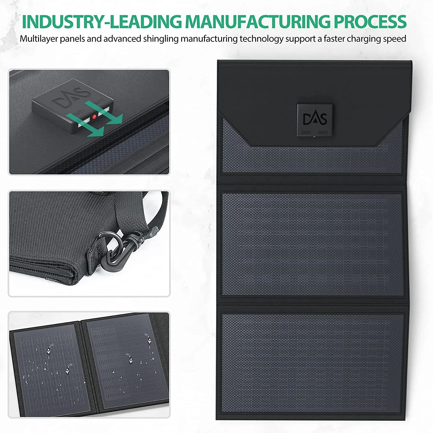 Foldable Portable  Solar Power Bank Panel Charger  5V/9V 20/30 Watts ETFE Monocrystalline Solar Battery Charger