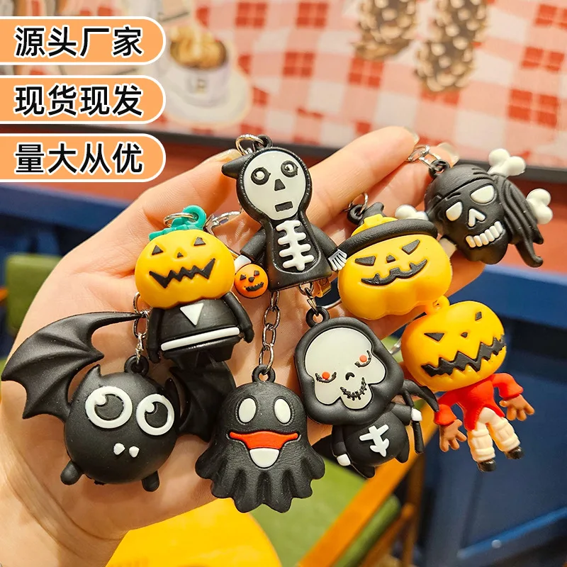 Spoof Halloween Key Chain Custom Rubber 3D Soft PVC Design Halloween Keychain Christmas Eve Nightmare Action Figure Key Chain