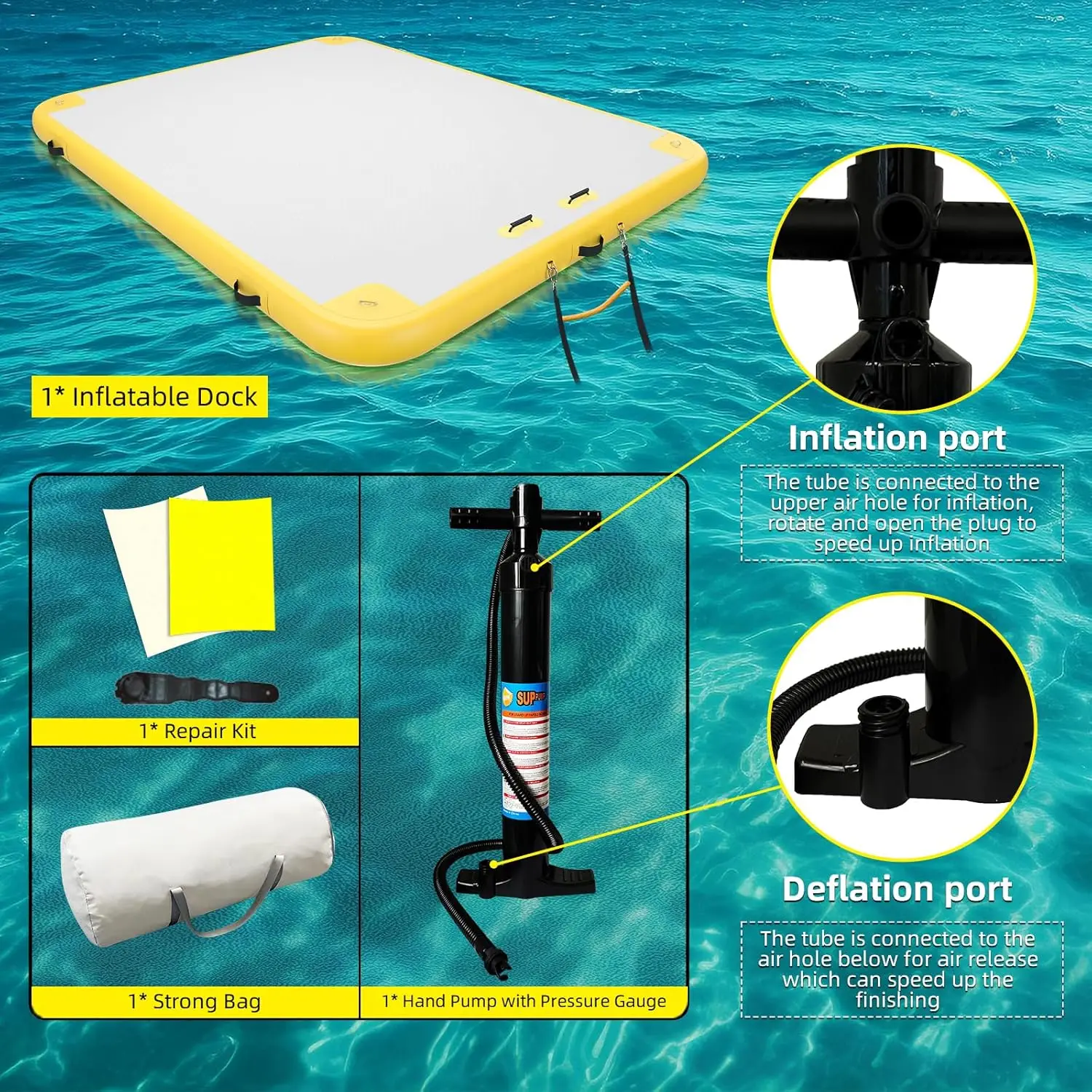 Cheap Price Drop Stitch Inflatable Water Floating Platform Inflatable Docks Inflatable Raft Water Pad Air Floating Islands Mat