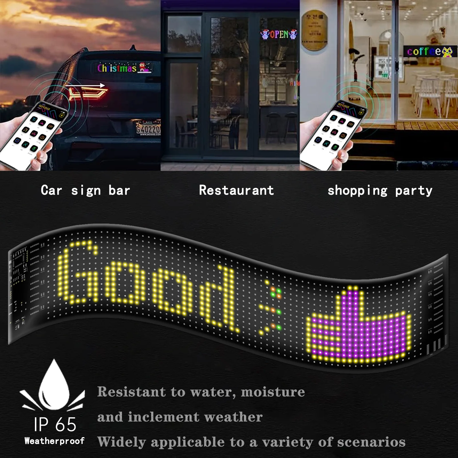 LED soft Matrix Pixel Panel APP control Car Rear Window LED Screen LED Display sign DIY LED Flexible Display