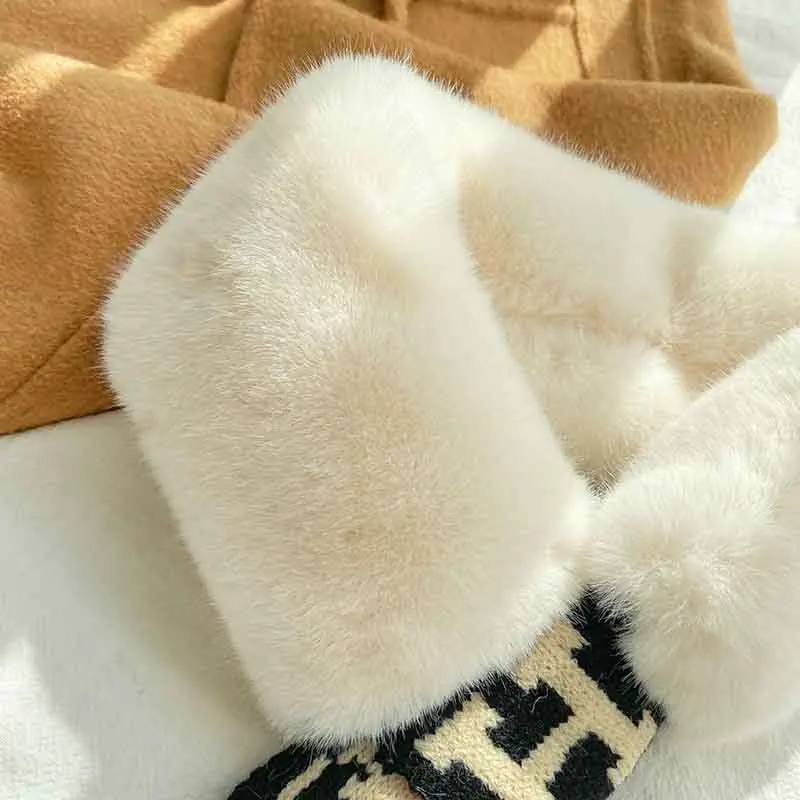 Simple Beabtiful Ladies Scarves for Student School  Neckwear Natural Color Winter Shawl