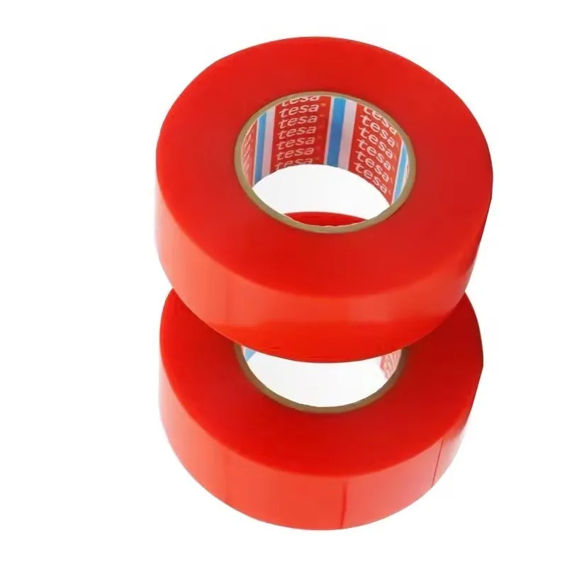 Пленка ПЭТ клейкая лента красная полиэфирная пленка двухсторонняя прозрачная