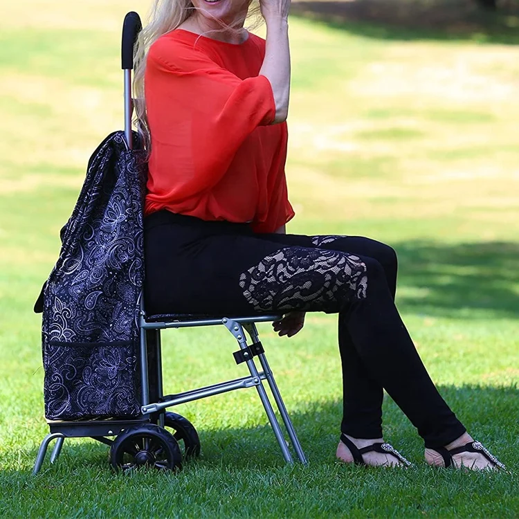 Eco Friendly Custom Hot Sale Shopping Foldable Cart Trolley Bag With Wheels