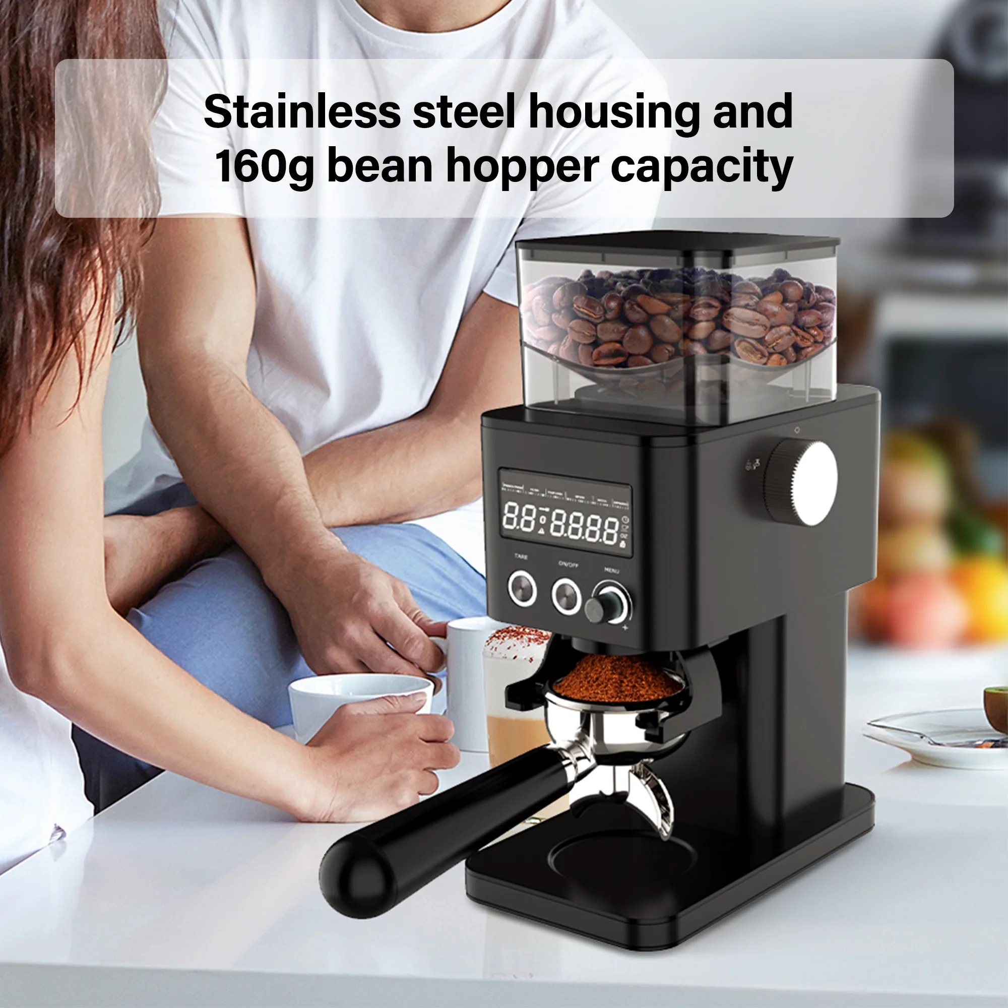 From French Press Coarse to Espresso to Turkish 160g Large Capacity Smart Coffee Grinder