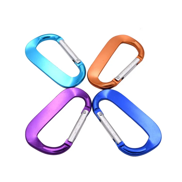 China wholesale custom logo small lock climbing keychain snap hook safety heavy duty metal spring clip hook aluminum carabiner