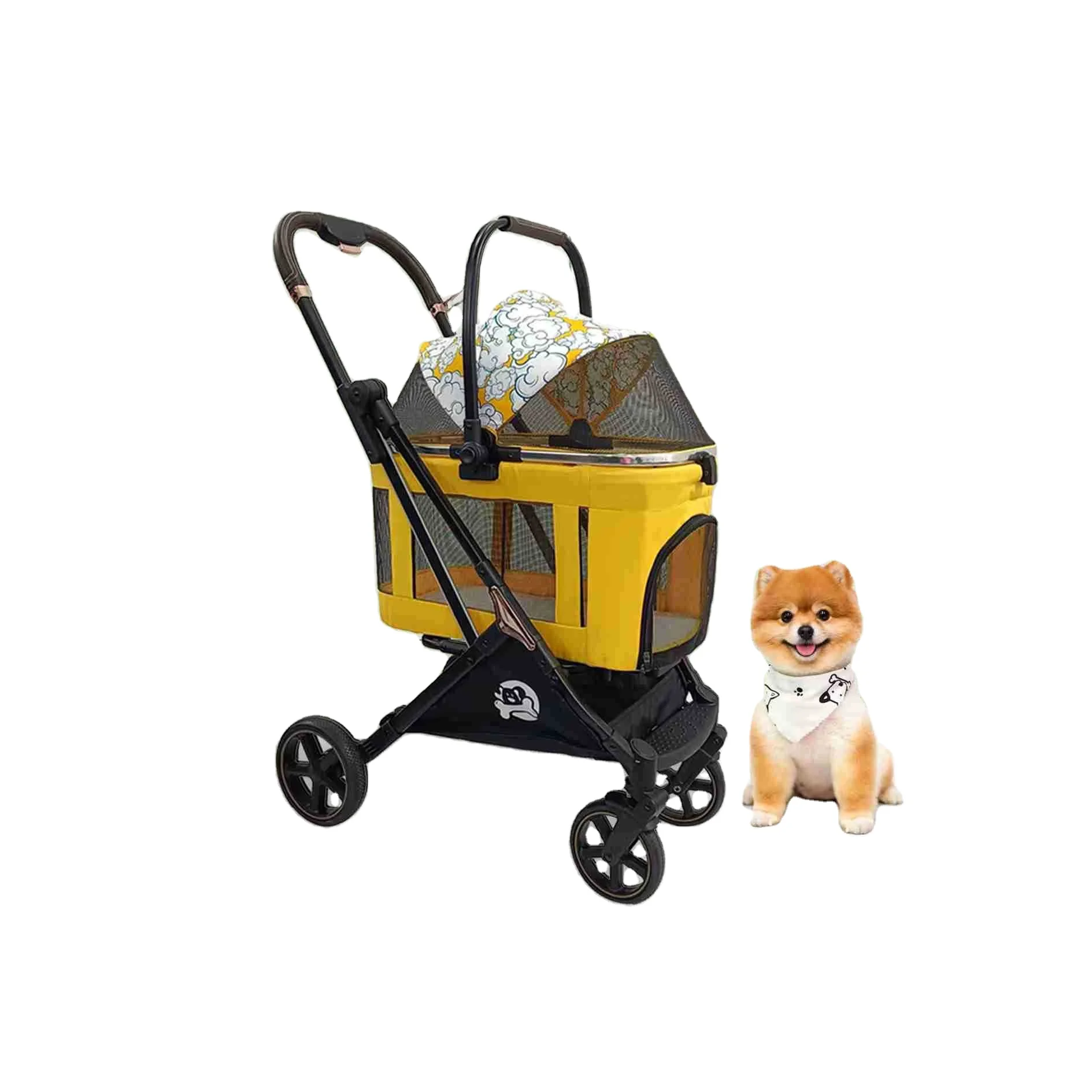Convertible Compartment Stroller Travel Carriage dog stroller pet trolley for Small, Medium and Large Pets
