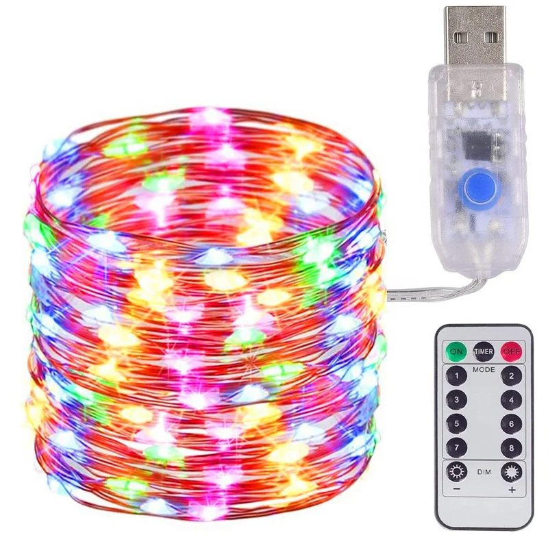 Usb Fairy String Lights With Remote Control Night Lamp Led Aro De Luz Vacancy Festival Christmas Decor Other Holiday Lighting