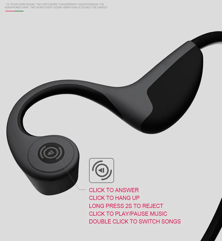 Y-12 Single Wireless earhook earphone bone conduction headphones No Ear Plugs Headset with Microphone
