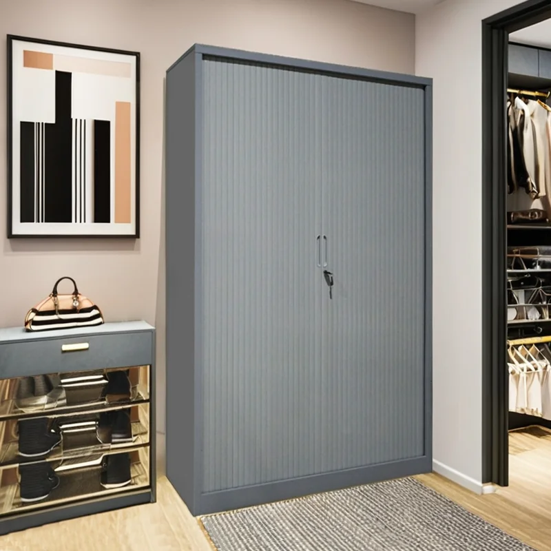 2 Rolling Tambour Door Cupboard Big Storage Space Steel Tambour File Cabinet Office Cabinet On Sale