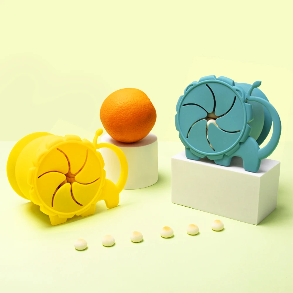 Spill Proof Baby Learning Drinkware Silicone Snack Cup Silicone Baby Suction Snack Cup Catcher with Lid for Toddlers