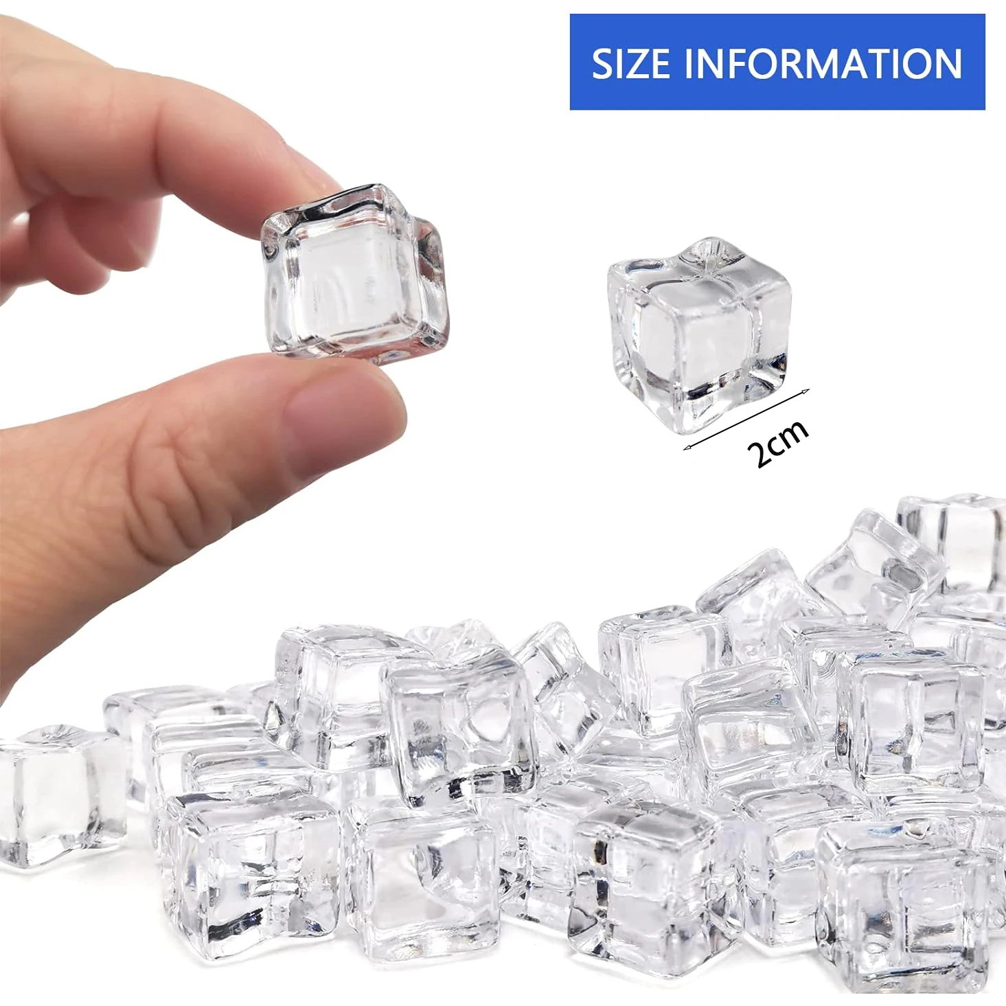 Fake Clear Acrylic Plastic Ice Cubes Square Shape Plastic Recycling Ice Cube Clear Acrylic Ice Cube for Display