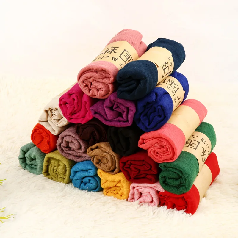 TXL254 Women Lady Scarf Spring Summer Casual Turban Shawls Veil 30 Colors Polyester Muslim Hijab Headwraps Ethnic Scarves