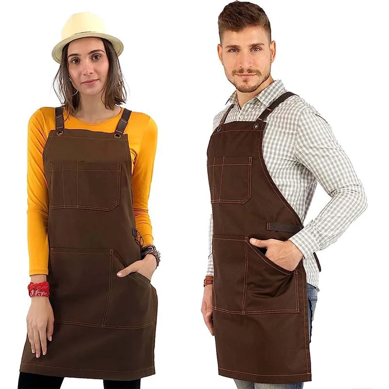 Customized canvas denim aprons summer cafes work clothes apron printed logo by manufacturers chefs apron cotton