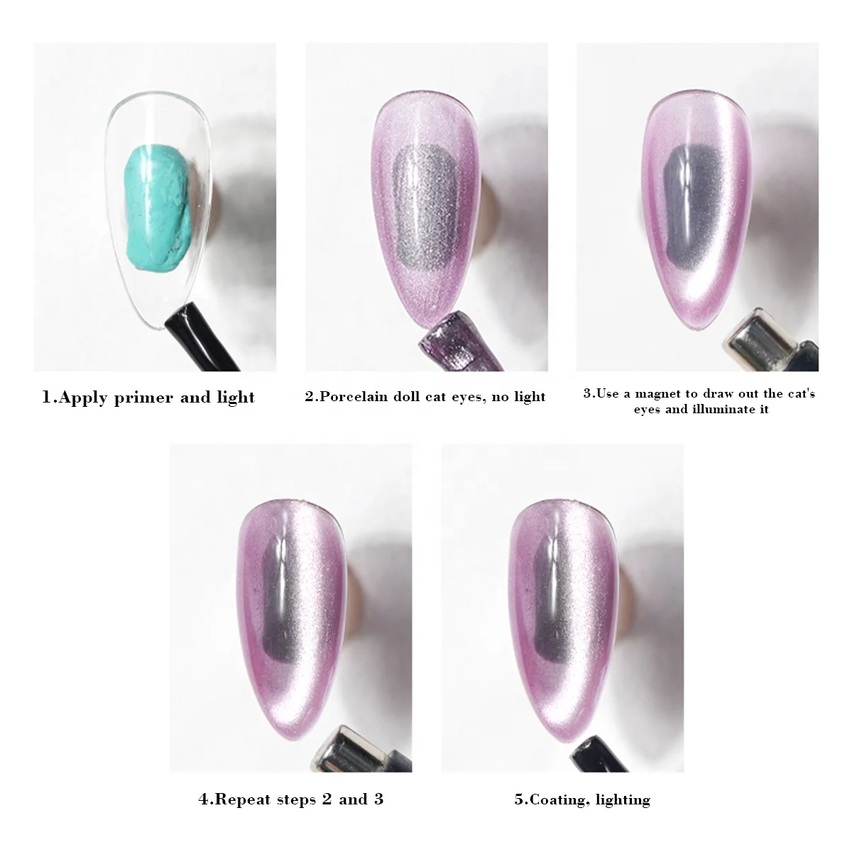 Gel nail polish manufacturer supply light color rainbow cat eye nail gel polish kit for salon wholesale