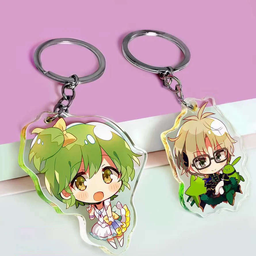 Custom 3D Anime Printed Acrylic Charms Epoxy Hologram Cartoon Plastic Keychain Size Glitter Acrylic Keychain Custom