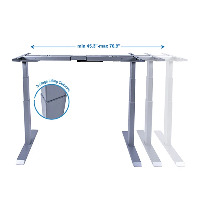 OKIN Factory Big Sale Three Stages Dual Motor Standing Desk Height Adjustable Sit Stand Desk Frame