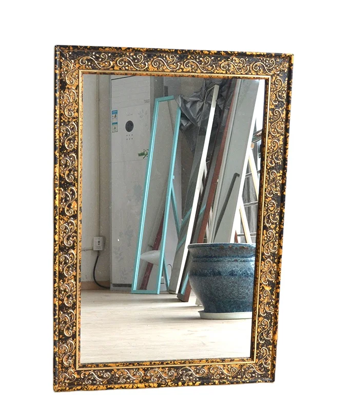 Professional solid wooden with paulownia full length mirror classical wall decorative large wooden mirror