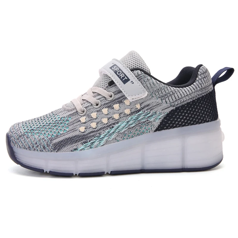 Drop Shipping 7 Colors LED Rechargeable Kids Roller Skate Shoes Single Wheel Shoes Sport Sneaker S