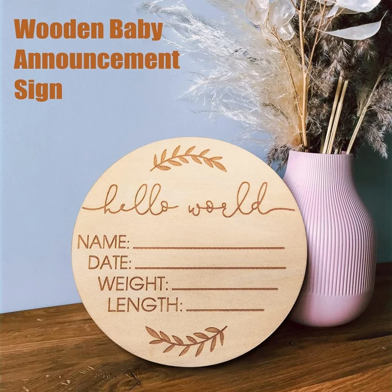 4in 12pcs Wooden Baby Name Announcement Sign  Birth Announcement Sign Hello World Newborn Sign for Photo Prop  Nursery Gift