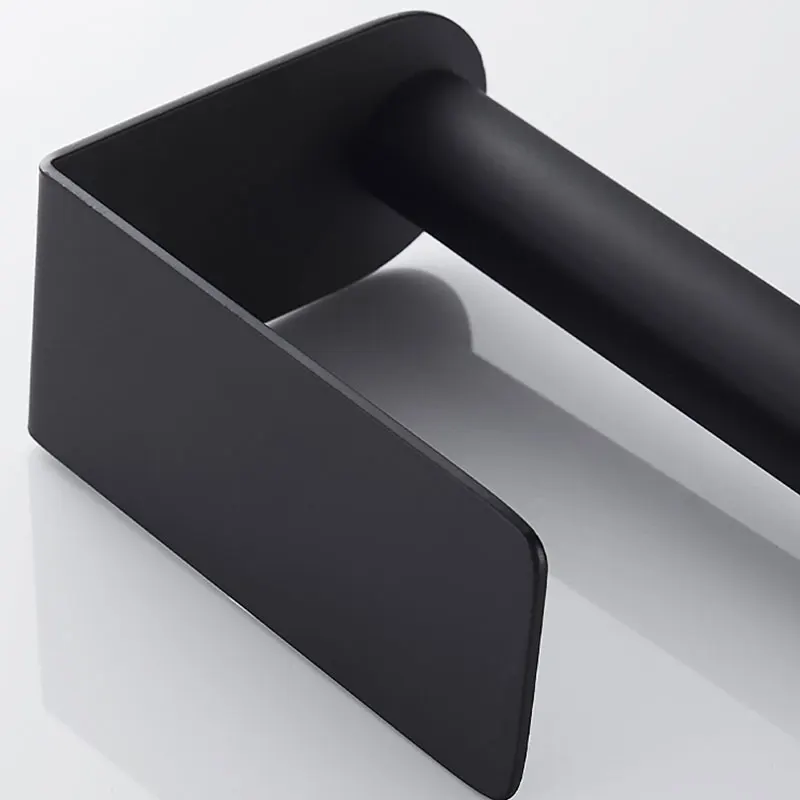 ROVATE Self Adhesive Black hanger household storage kitchen roll paper cling film roll 304 Stainless Steel Toilet Paper Towel