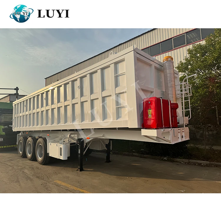 LUYI vehichle 3 axle 60 T sand grain transport tipper trailer front hydraulic tipper truck with Seal cover  dump semi trailer