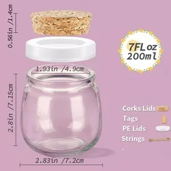 Empty circular wide mouth mini yogurt can wholesale food glass pudding bottles with cork caps