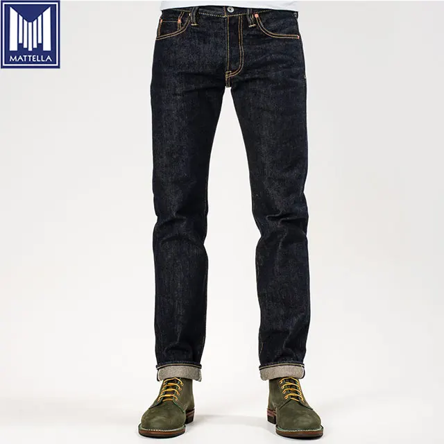 customized style indigo 21oz selvedge denim slim tapered made from gold metallic denim fabric specification