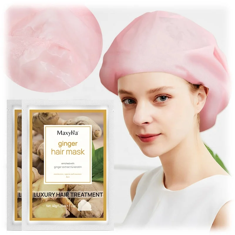 Private Label Keratin Silk Repair Hair Mask Cap Ginger Hair Sheet Mask