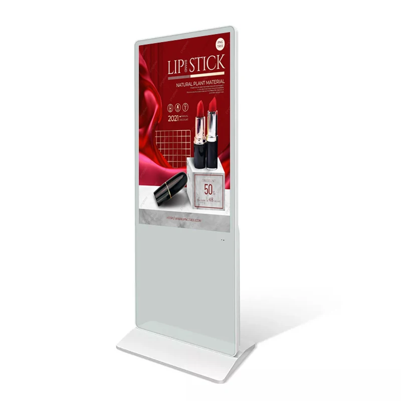 White Frame Floor Stand Digital Signage Poster Factory CMS System LCD Screen  TV 55 Inch Indoor Advertising Display