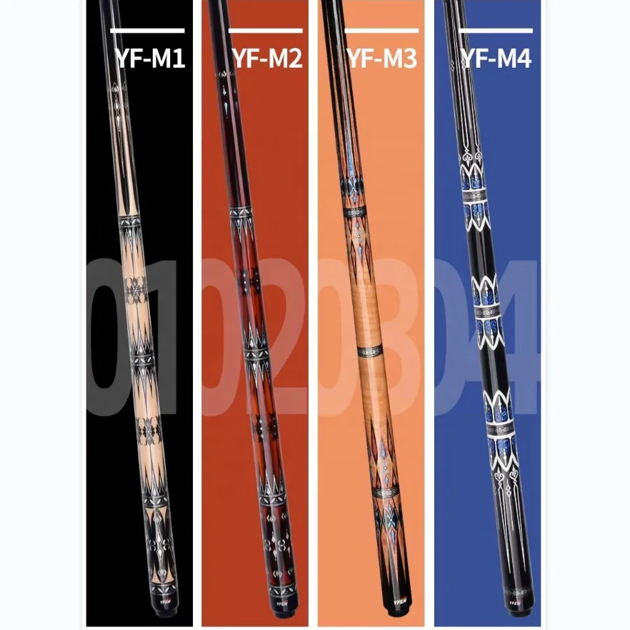 Wholesale High-tech Yfen Carbon Fiber Shaft Handmade Inlay 12.5mm Tip Billiard Pool Cue Stick