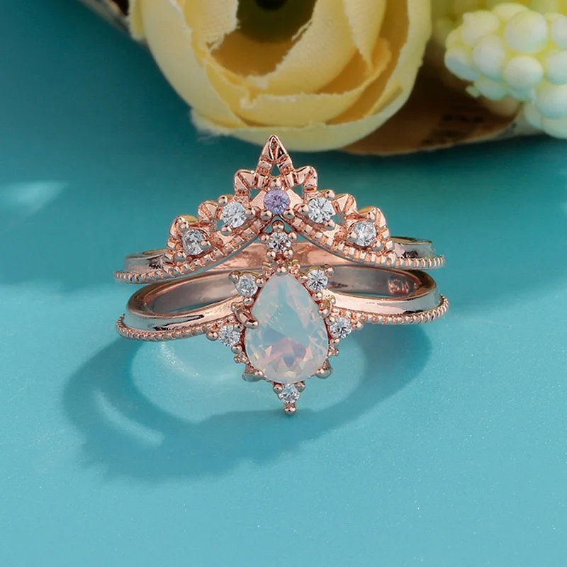 
Manufacturer Direct Sale sterling silver eternity ring set Custom Women Zircon CZ gift wedding gold plated jewelry 