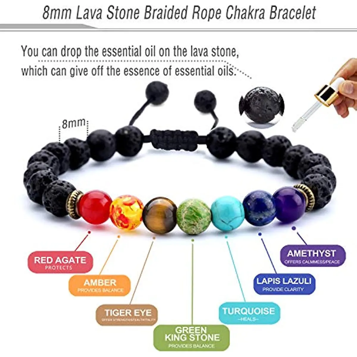 Hot Elastic 7 Chakra Tiger Eye Volcanic Stone Bead Charm Bracelet Women Men Woven Rope Lava Healing Stone Yoga Energy Bracelet