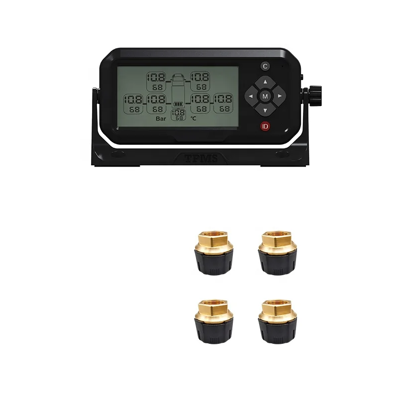 4-Wheel TPMS OTR Truck Alarm System with External Sensors Tire Gauge