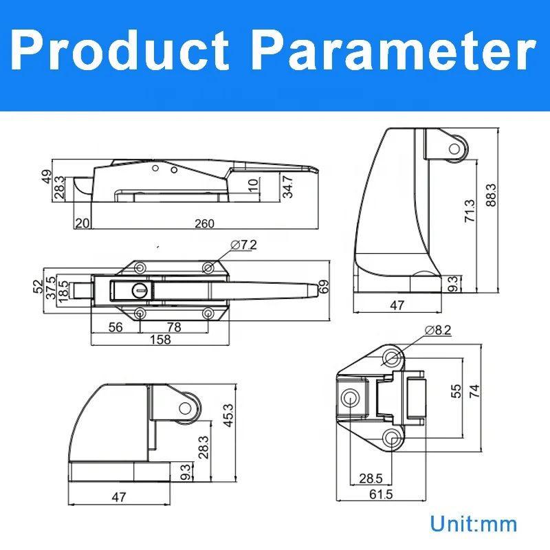 Heavy Duty 304 Stainless Steel 1178 Cold Room Door Lock Latch for Industrial Use