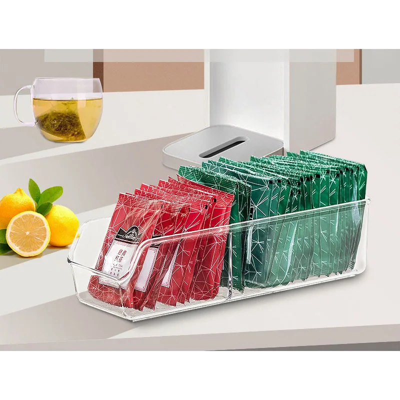 Tea Bag Compartment Desktop Organizer Office Coffee Milk Tea Plastic Categorized Storage Boxes