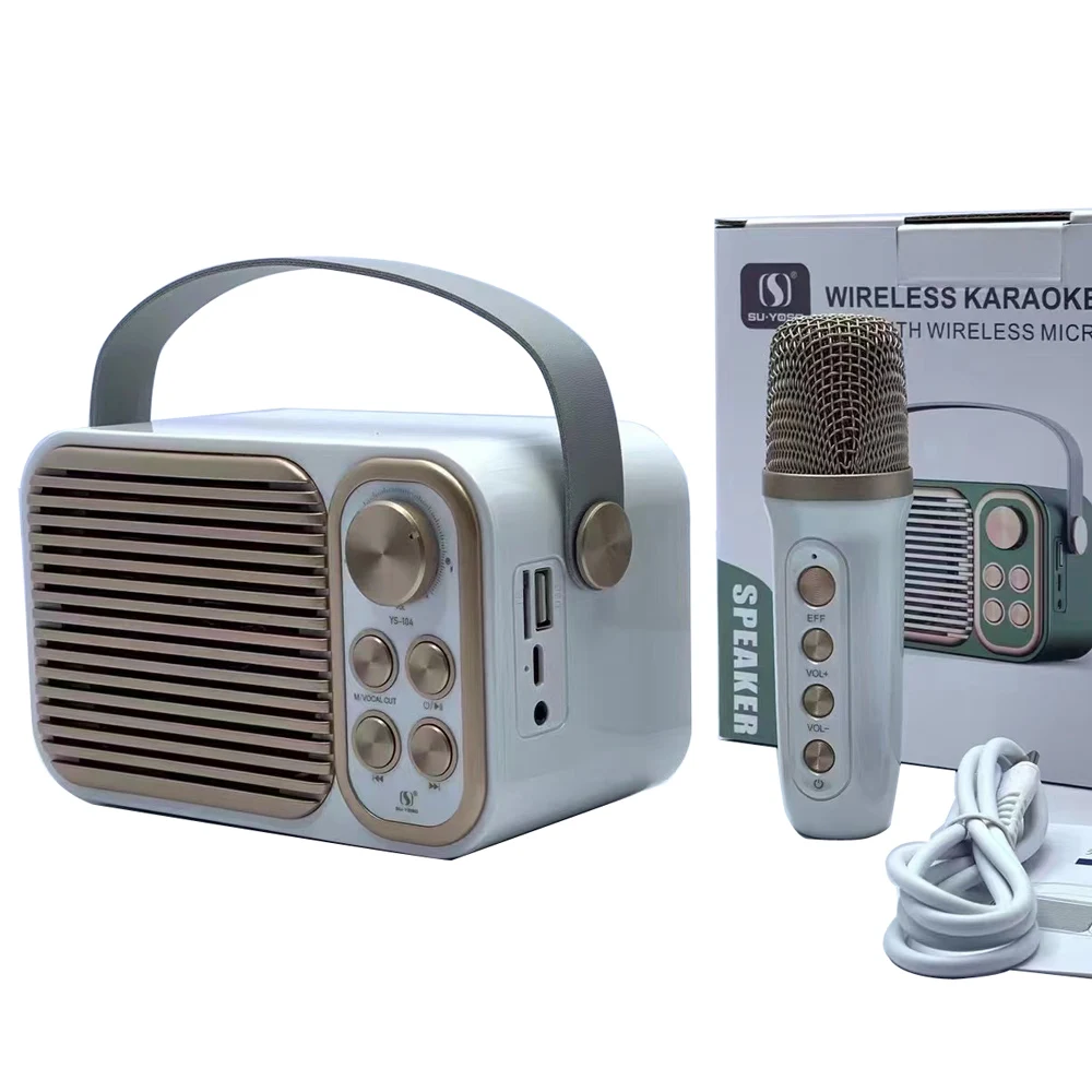 SU.YOSD newest Single Wireless Mic Cheap Ktv Microphone 8Hours Play 10W Vocal Cut Outdoor Blue tooth Speaker With Strap