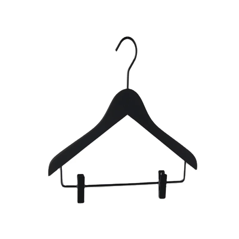Wooden clothes hanger solid wood coat garment pants shirt hanger with clips